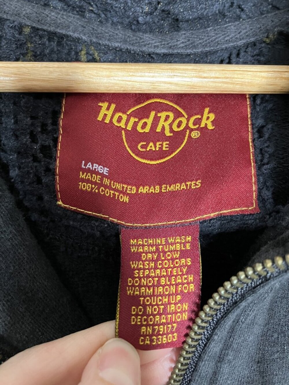 Hard Rock Cafe London Full Zip Hoodie Women's Large Black Skull Rose Y2K - Picture 7 of 13